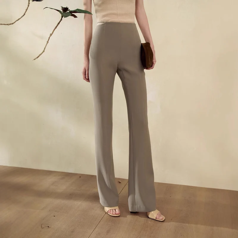 Damen Hochtaillierte Stretch-Hose mit schmaler Oberschenkelpassform und weitem Saum Drune