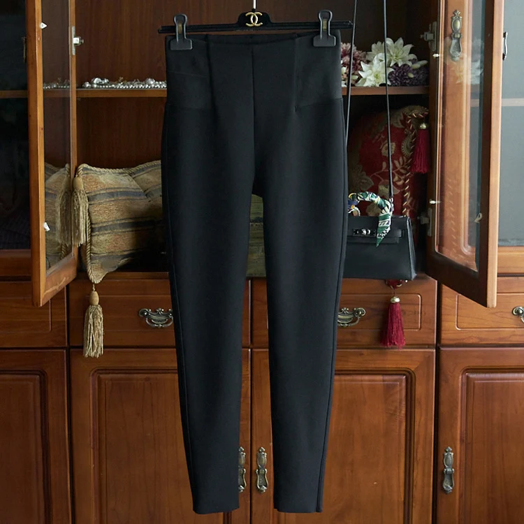 Damen Hochtaillierte schmale Stretchhose mit nahtlosem Bund und konischem Bein Drune