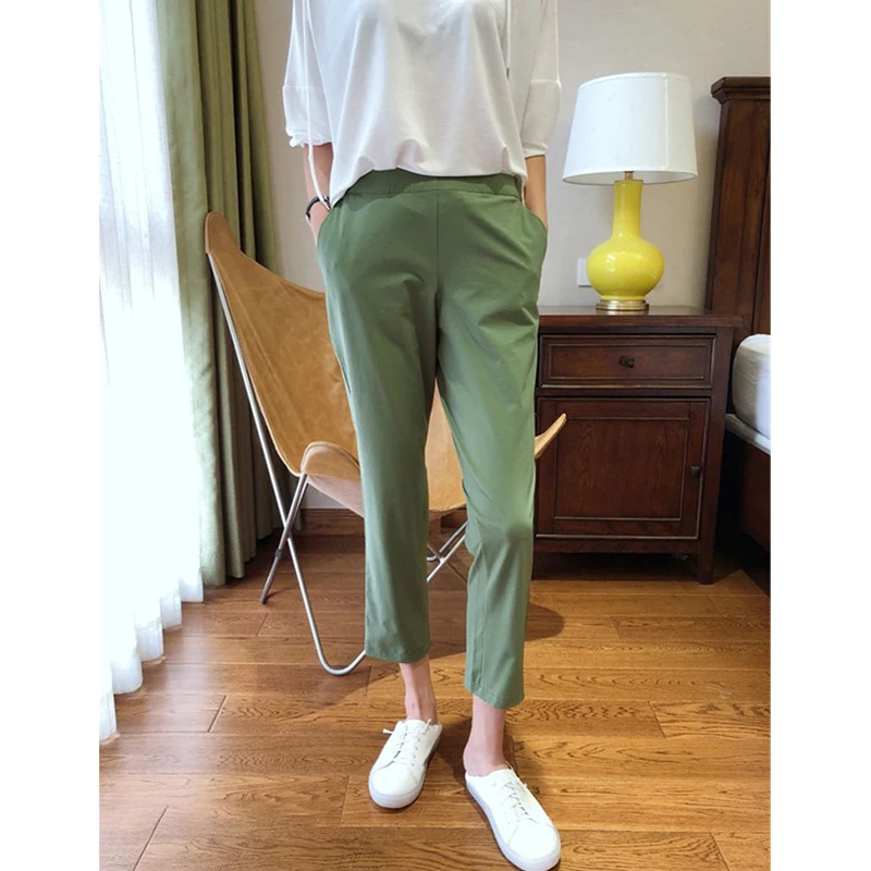 Damen Hochtaillierte knöchellange Chinohose mit schmal zulaufender Tapered-Silhouette und Stretchbund Drune