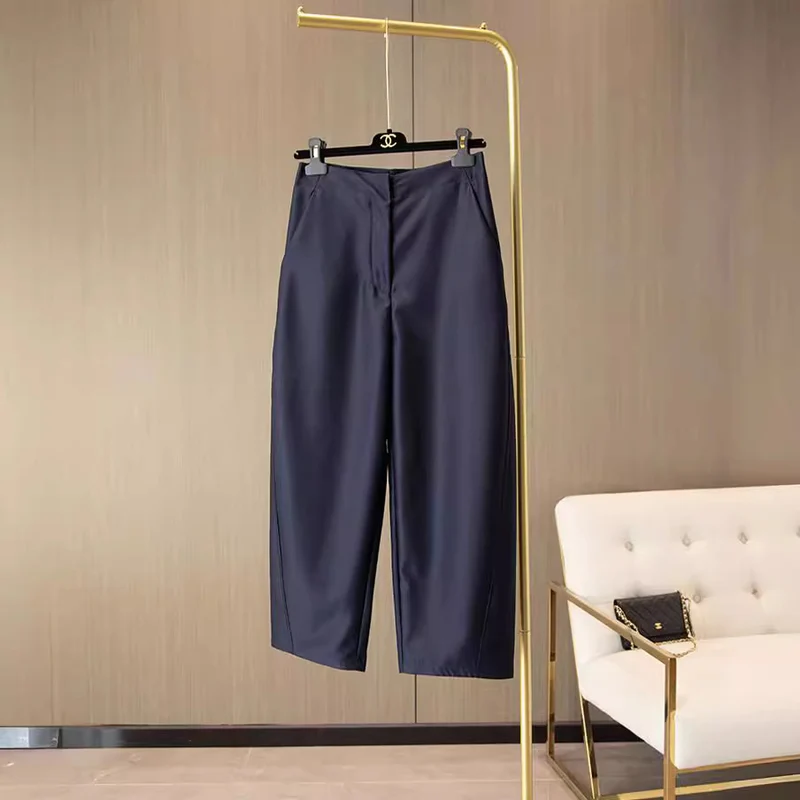 Damen Hochtaillierte Culotte-Anzughose mit weitem Bein und Bügelfalte Drune