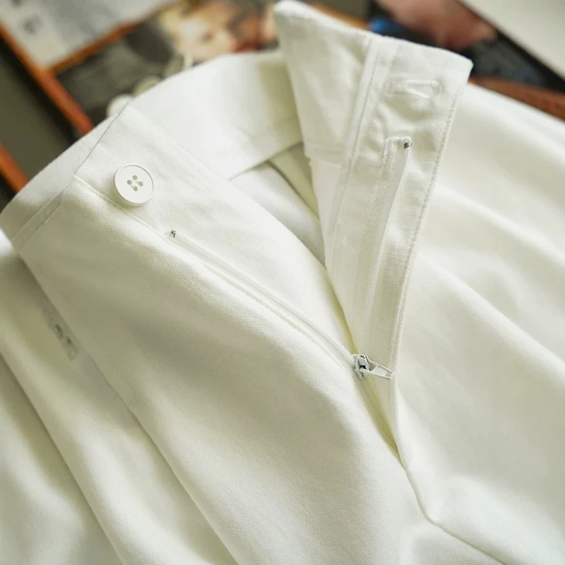 Damen Hochgeschnittene Bundfaltenhose in Leinenoptik mit weitem Bein Drune