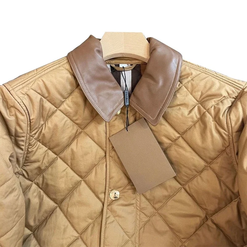 Damen gesteppte Übergangsjacke mit Lederkragen und Druckknopfverschluss Drune