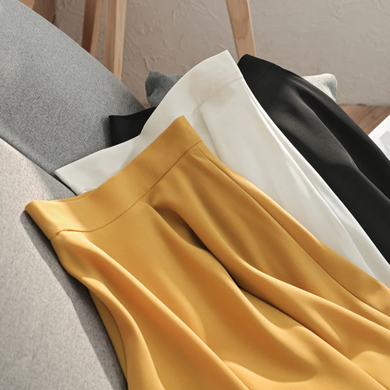 Damen Fließender taillenhoher Midirock mit welligem Saum & leichtem Volumen Drune
