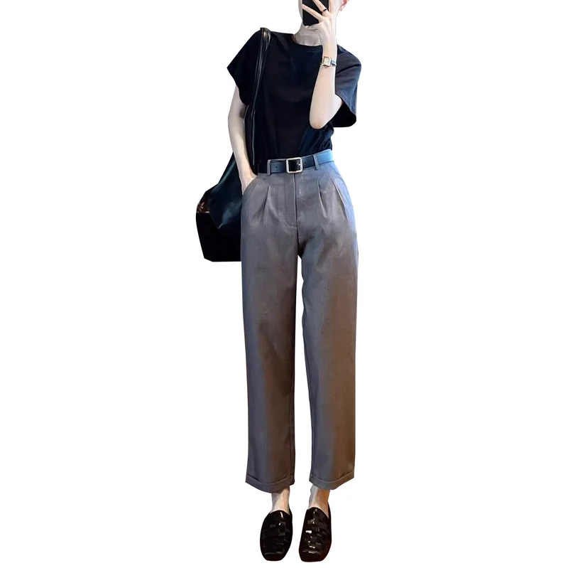 Damen Culotte-Anzughose mit Bundfalten und Umschlag Drune
