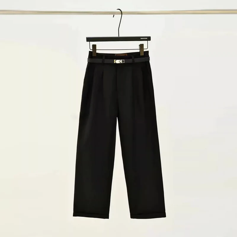 Damen Culotte-Anzughose mit Bundfalten und Umschlag Drune
