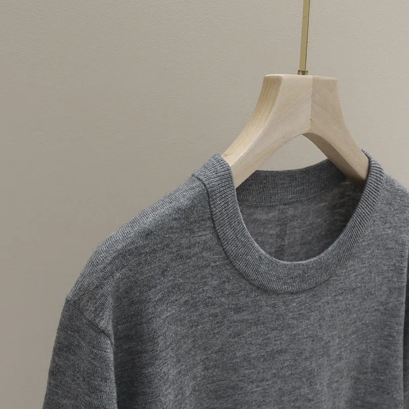Herren fein gestrickter Kaschmir-Mischpullover mit Rundhals Drune