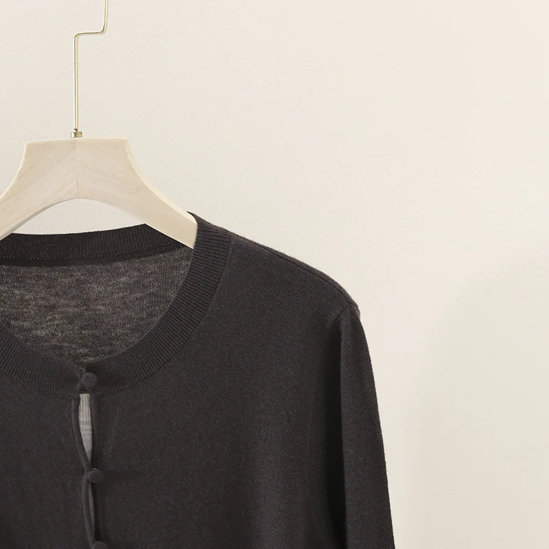 Damen Zweilagiger Strickcardigan mit innenliegendem Top und feiner Rippenkante Drune