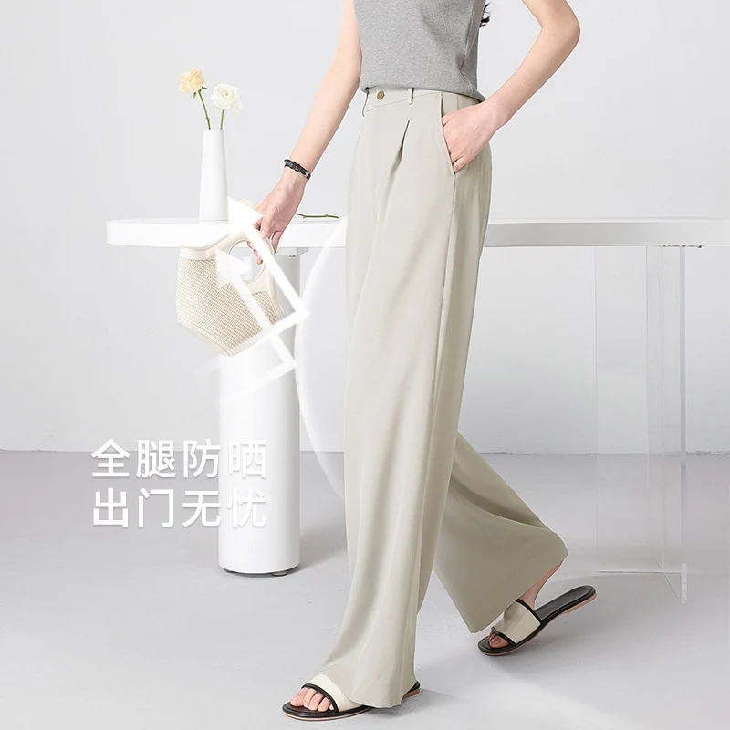 Damen Weite Hochtaillierte Satinhose mit Bundfalten und Eingrifftaschen Drune