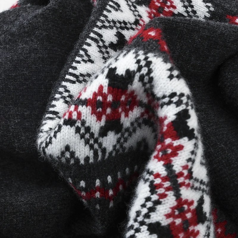 Damen Wärmender Norweger-Strickpullover mit halbem Reißverschluss und hohem Stehkragen Drune