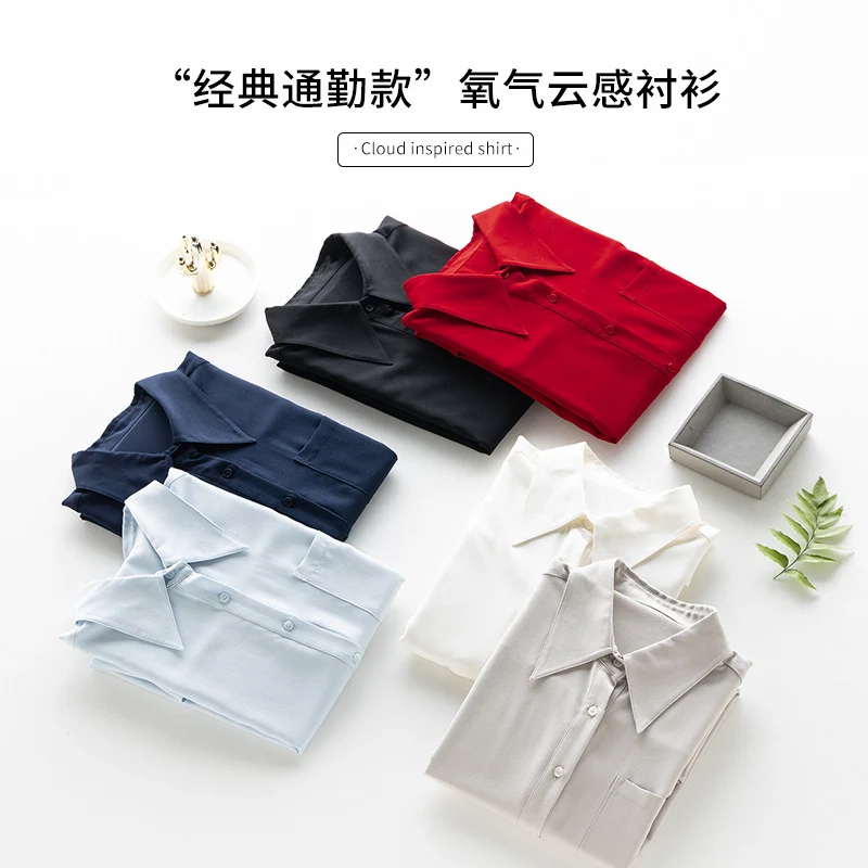 Damen seidenähnliche Oversize-Bluse mit spitzem Hemdkragen und Brusttasche Drune