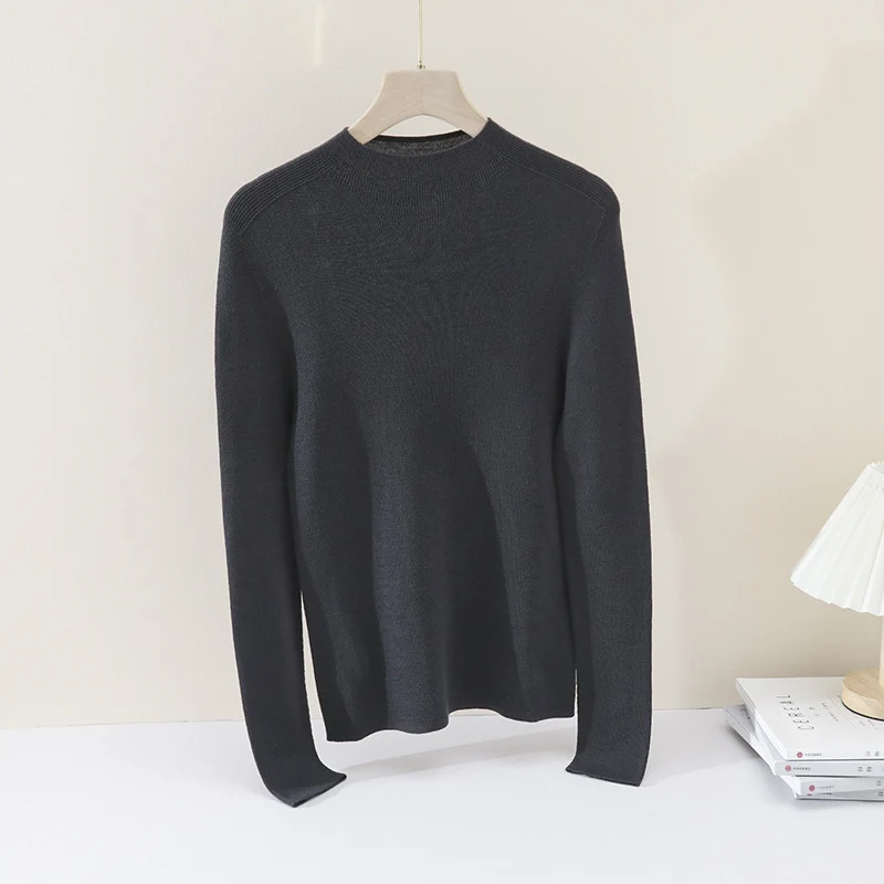 Damen Schlanker Feinstrick-Rundhalspullover mit Raglan-Schultereinsatz Drune