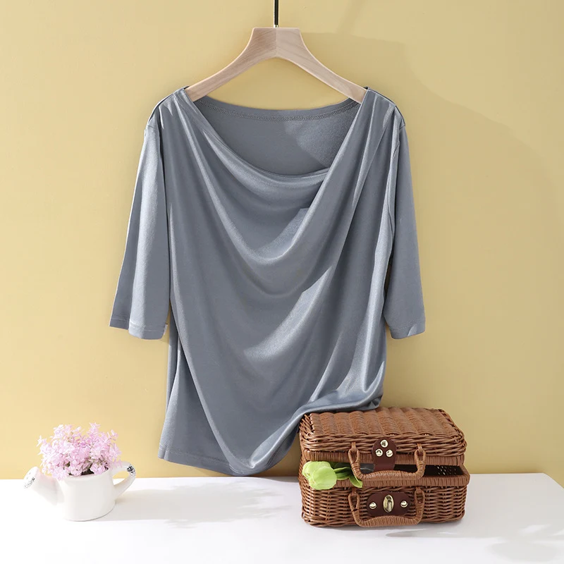 Damen Oversize-Drapé-Shirt mit Wasserfallkragen & leichtem Jerseyfall Drune