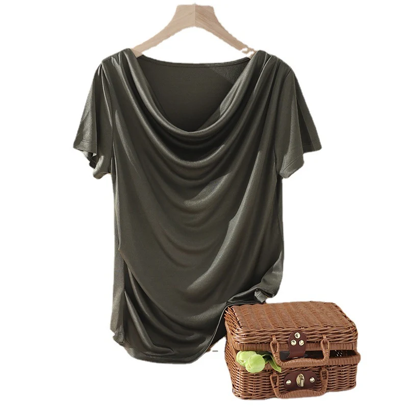 Damen Oversize-Drapé-Shirt mit Wasserfallkragen & leichtem Jerseyfall Drune