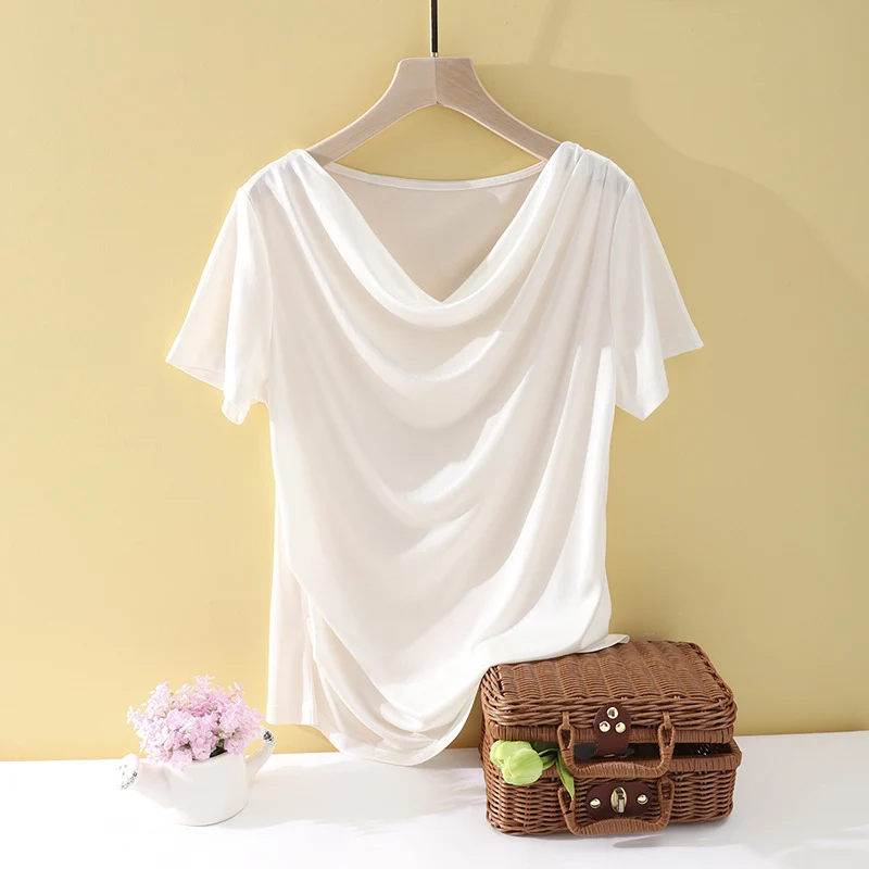 Damen Oversize-Drapé-Shirt mit Wasserfallkragen & leichtem Jerseyfall Drune
