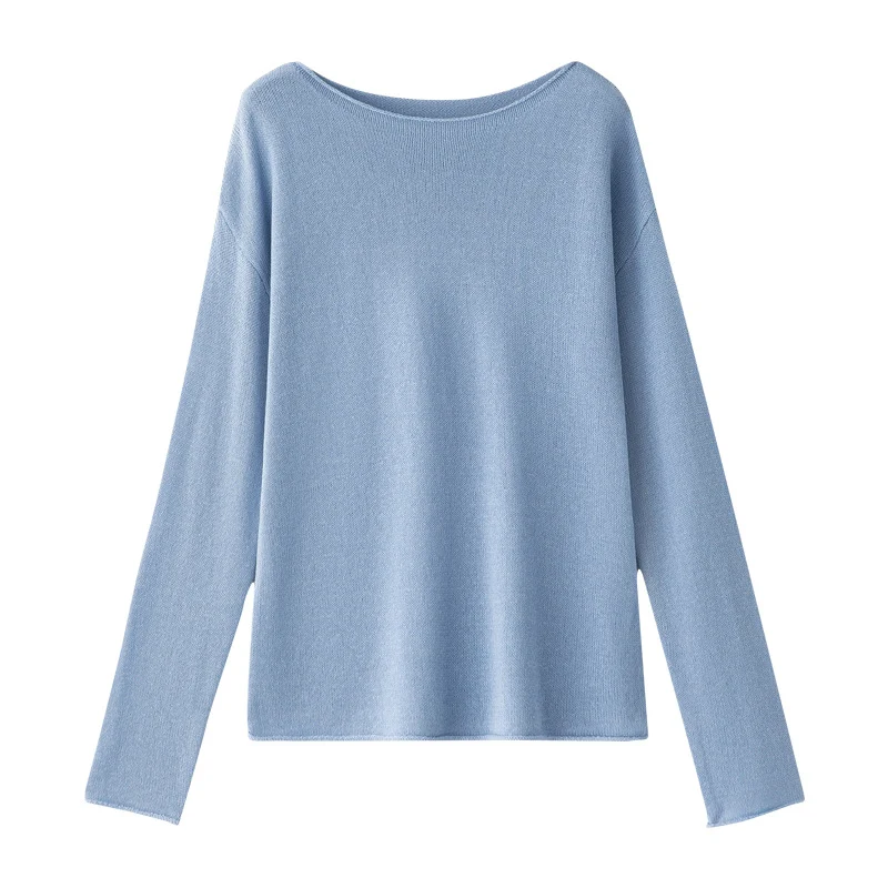 Damen Lockeres Boatneck-Feinstrickshirt mit überschnittenen Schultern & kaschierendem Fall Drune