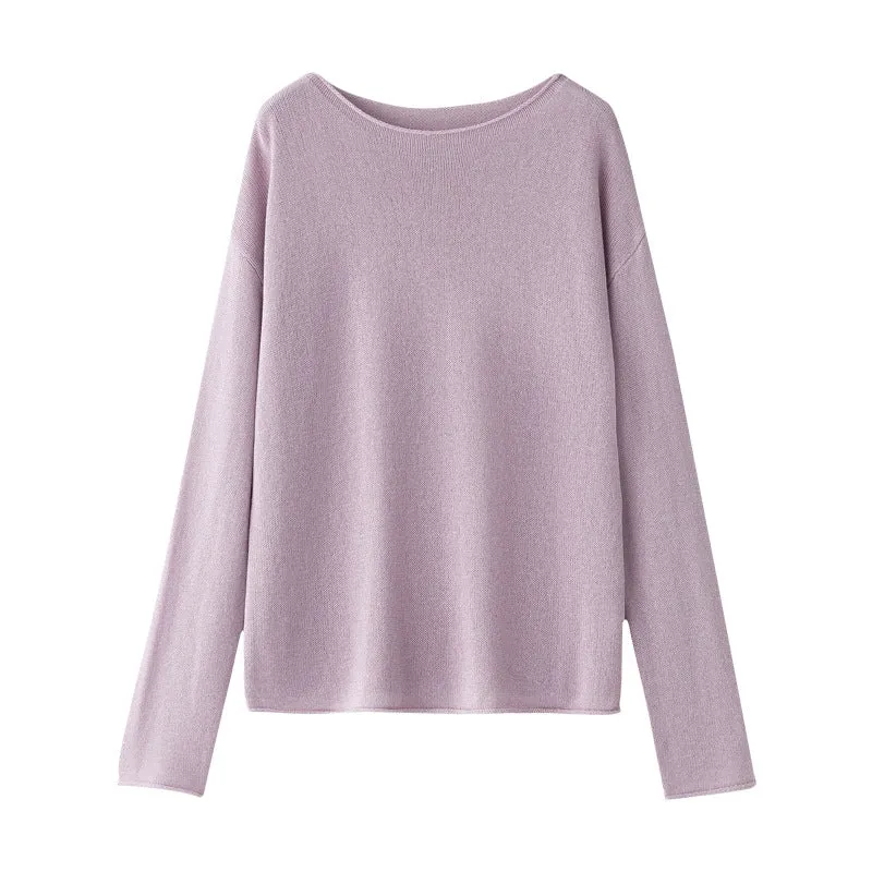 Damen Lockeres Boatneck-Feinstrickshirt mit überschnittenen Schultern & kaschierendem Fall Drune