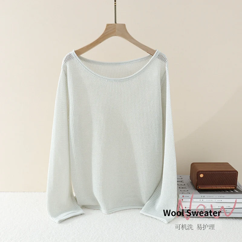 Damen Lockerer Feinstrick-Pullover mit U-Boot-Ausschnitt und Waffelstruktur Drune