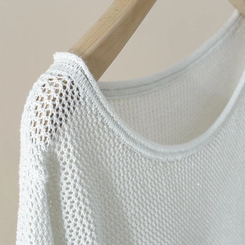 Damen Lockerer Feinstrick-Pullover mit U-Boot-Ausschnitt und Waffelstruktur Drune