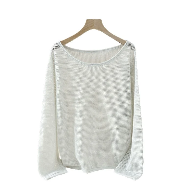 Damen Lockerer Feinstrick-Pullover mit U-Boot-Ausschnitt und Waffelstruktur Drune