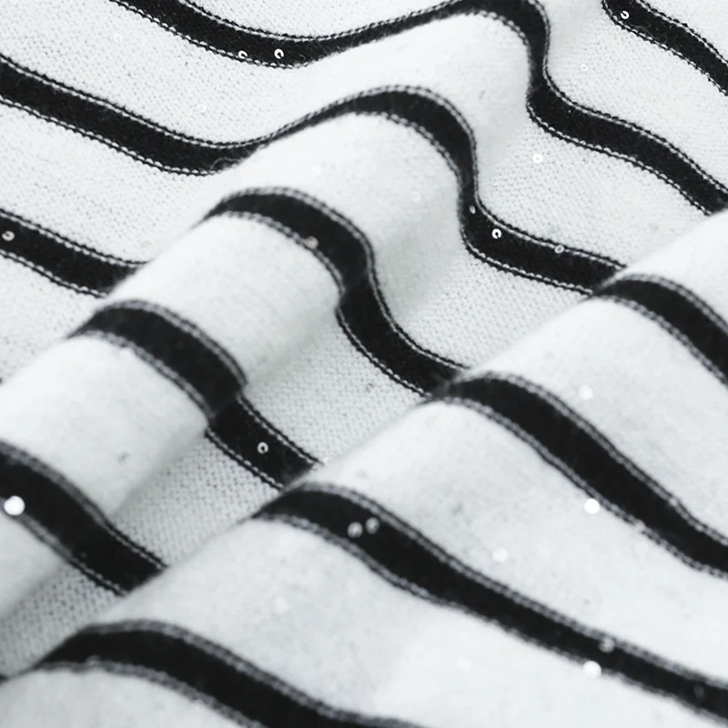 Damen Leichtes gestreiftes Feinstrickshirt mit Rundhalsausschnitt & kurzem Arm Drune