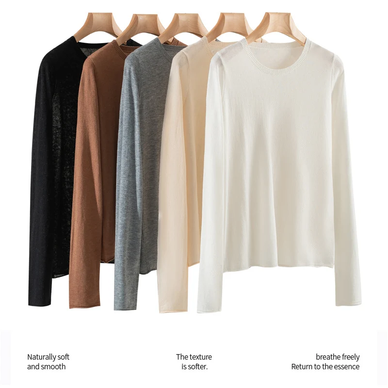Damen Leichtes Feinstrick-Basicshirt mit extraweichem Fall und feinem Rippkragen Drune