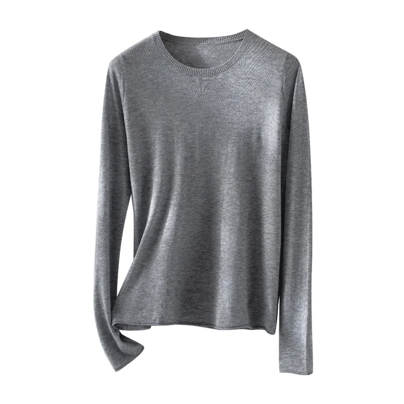 Damen Leichtes Feinstrick-Basicshirt mit extraweichem Fall und feinem Rippkragen Drune