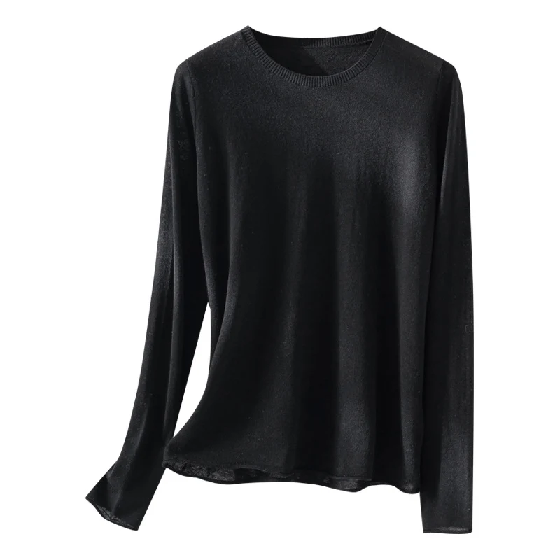 Damen Leichtes Feinstrick-Basicshirt mit extraweichem Fall und feinem Rippkragen Drune