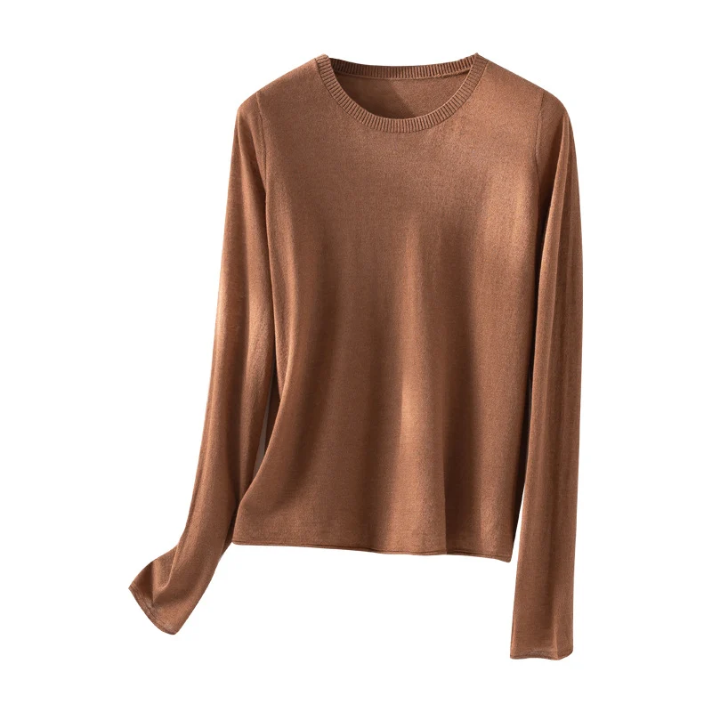 Damen Leichtes Feinstrick-Basicshirt mit extraweichem Fall und feinem Rippkragen Drune