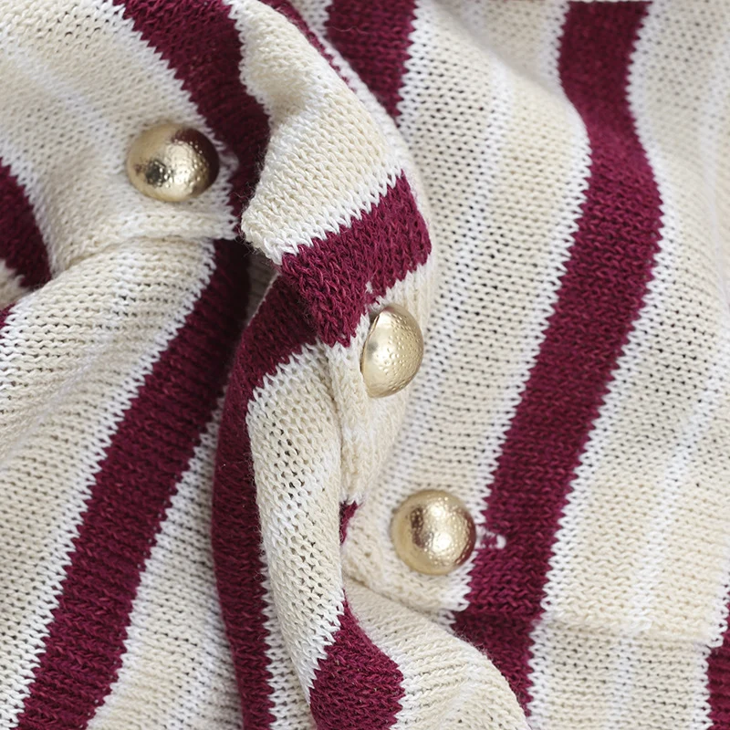 Damen Leichter Streifen-Cardigan aus Baumwollmix mit Perlmutt-Druckknöpfen und Rippbündchen Drune
