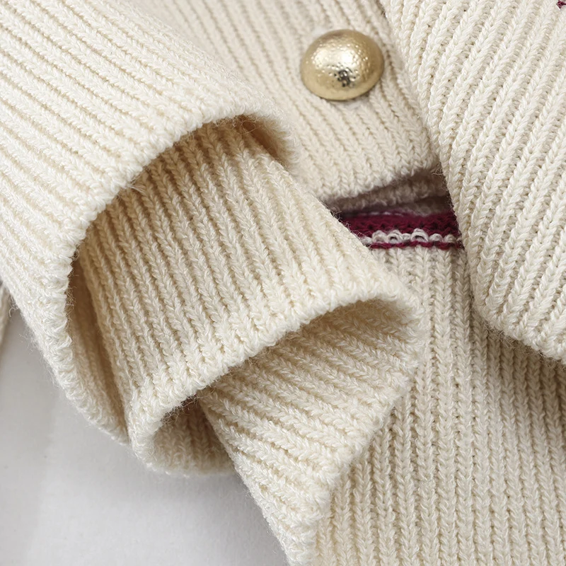 Damen Leichter Streifen-Cardigan aus Baumwollmix mit Perlmutt-Druckknöpfen und Rippbündchen Drune