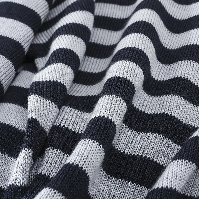 Damen lässiger Oversize Strickpullover mit U-Boot-Ausschnitt und maritimen Querstreifen Drune