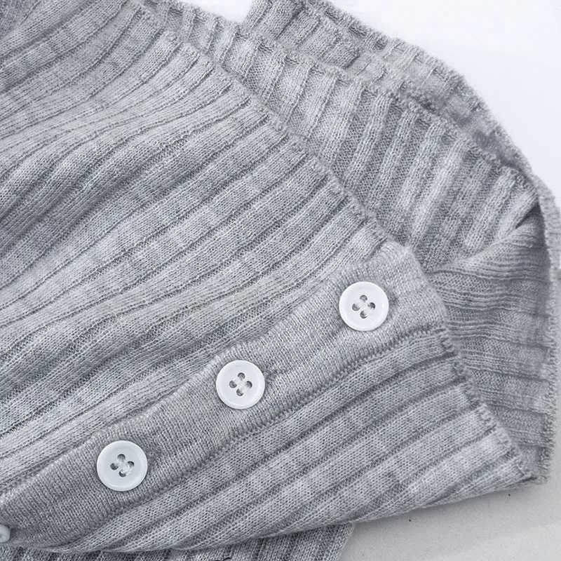 Damen Kurzärmeliger gerippter Knopfcardigan aus Feinstrick Drune