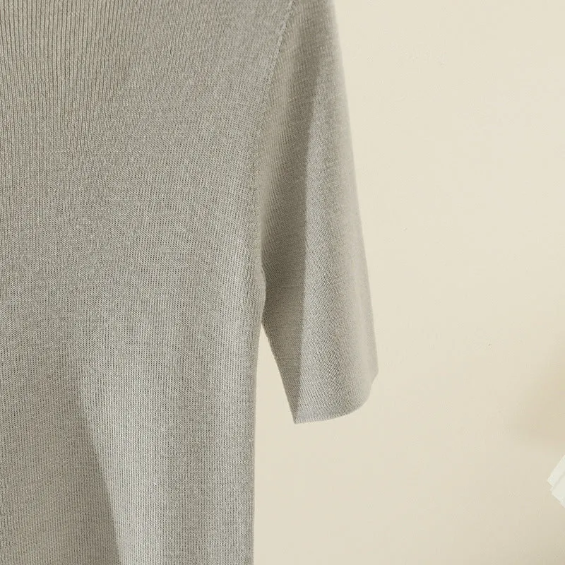 Damen Kurzarm-Feinstrickpullover mit Rundhalsausschnitt und schmaler Passform Drune