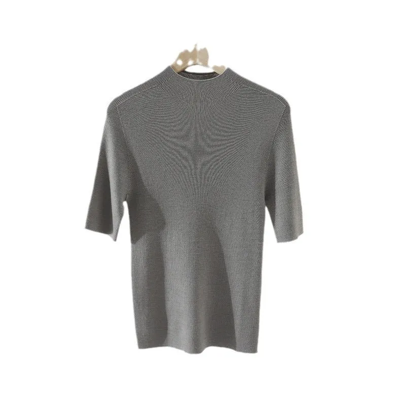 Damen Kurzarm-Feinstrickpullover mit Rundhalsausschnitt und schmaler Passform Drune