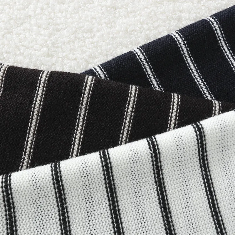 Damen Kurzarm-Feinstrickpullover mit maritimen Streifen Drune