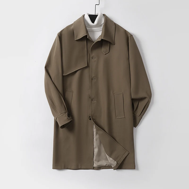 Herren Moderner wasserabweisender Trenchcoat mit verdeckter Knopfleiste und Passformoptimierung Drune