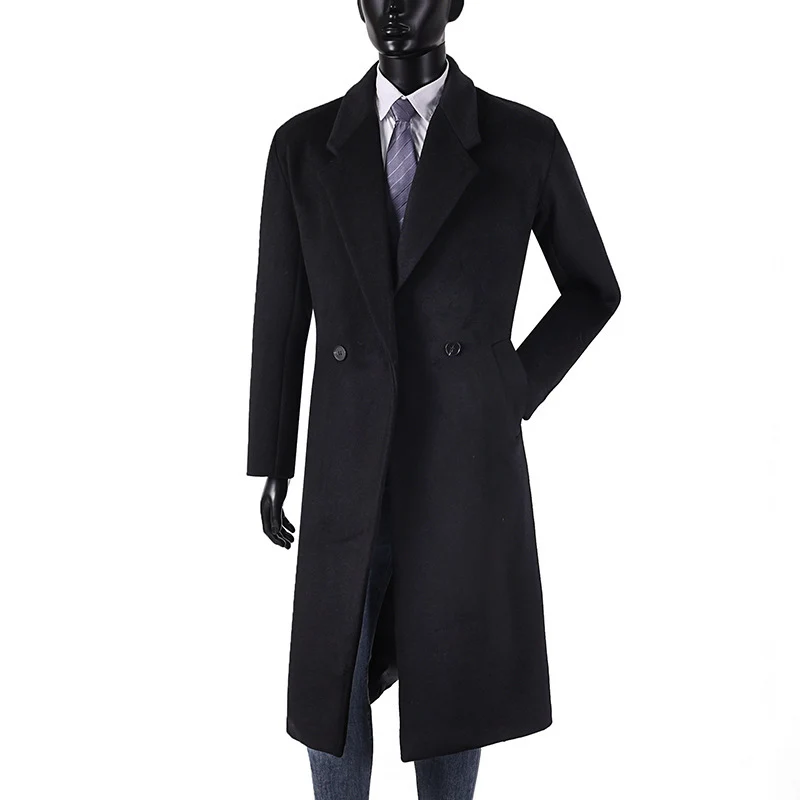 Herren Moderner Longcoat aus Wollmix mit schmalem Revers, leichter Taillierung und seitlichen Eingrifftaschen Drune