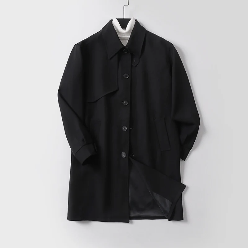 Herren midilanger Oversize-Kurzmantel mit durchgehender Knopfleiste und feinem Innenfutter Drune