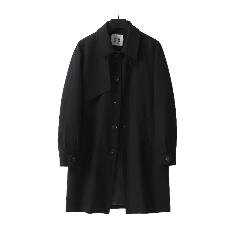 Herren midilanger Oversize-Kurzmantel mit durchgehender Knopfleiste und feinem Innenfutter Drune