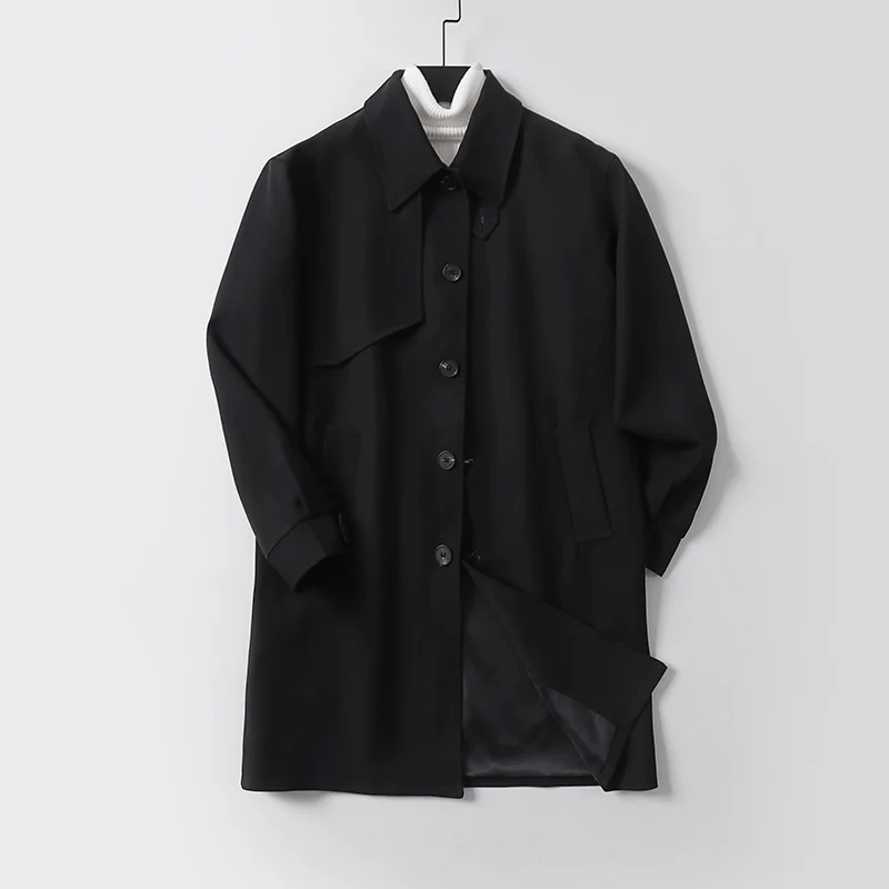 Herren midilanger Oversize-Kurzmantel mit durchgehender Knopfleiste und feinem Innenfutter Drune
