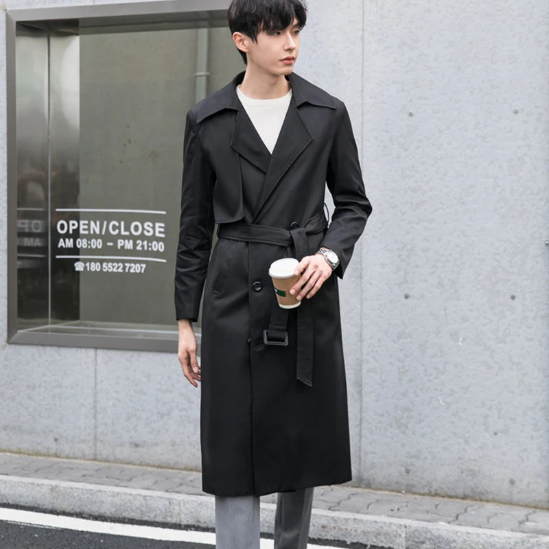 Herren Leichter Trenchcoat mit Doppelreiher, tailliertem Schnitt und windabweisender Oberfläche Drune