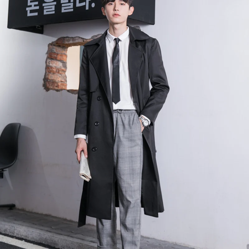 Herren Leichter Trenchcoat mit Doppelreiher, tailliertem Schnitt und windabweisender Oberfläche Drune