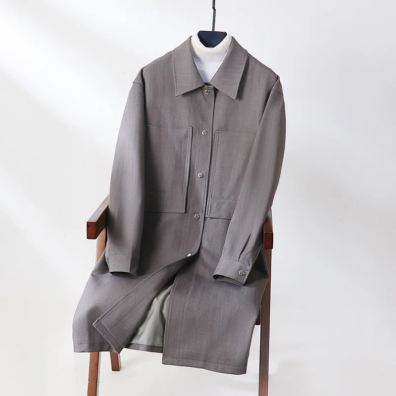 Herren Leichter Mantel im Overshirt‑Stil mit aufgesetzten Taschen Drune