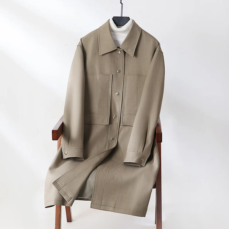Herren Leichter Mantel im Overshirt‑Stil mit aufgesetzten Taschen Drune