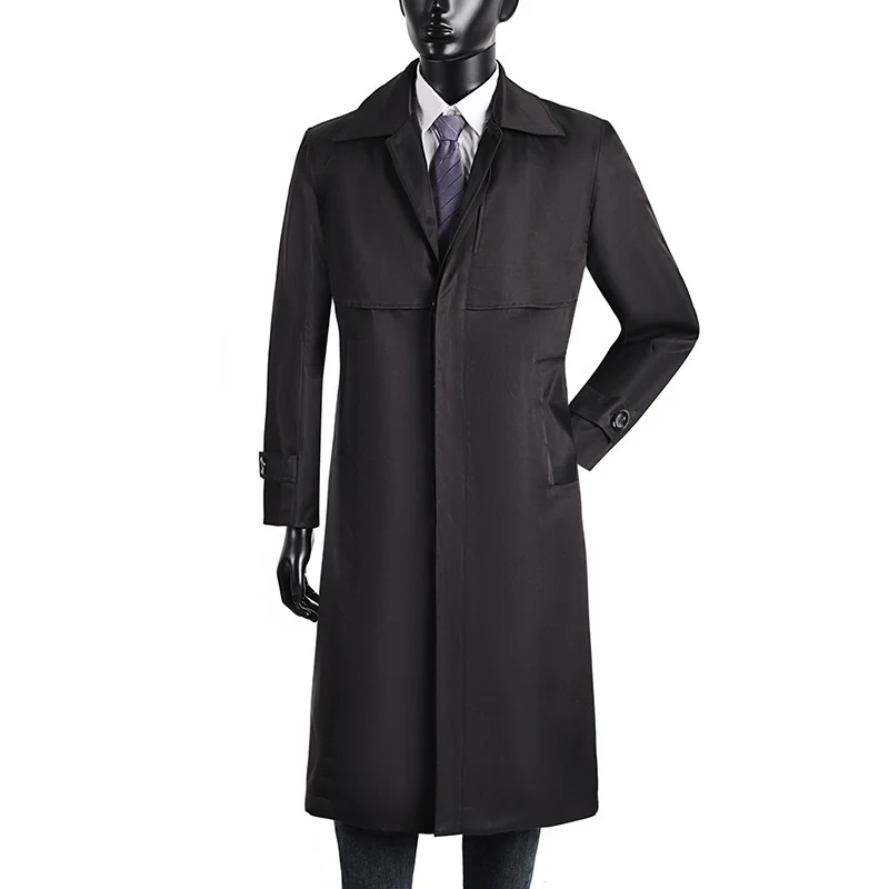 Herren langer Trenchcoat mit verdeckter Knopfleiste und wasserabweisender Ausstattung Drune