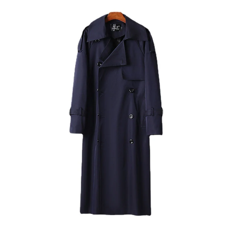 Herren Langer Doppelreihiger Trenchcoat mit Taillengürtel, Epauletten und klassischem Schalkragen Drune