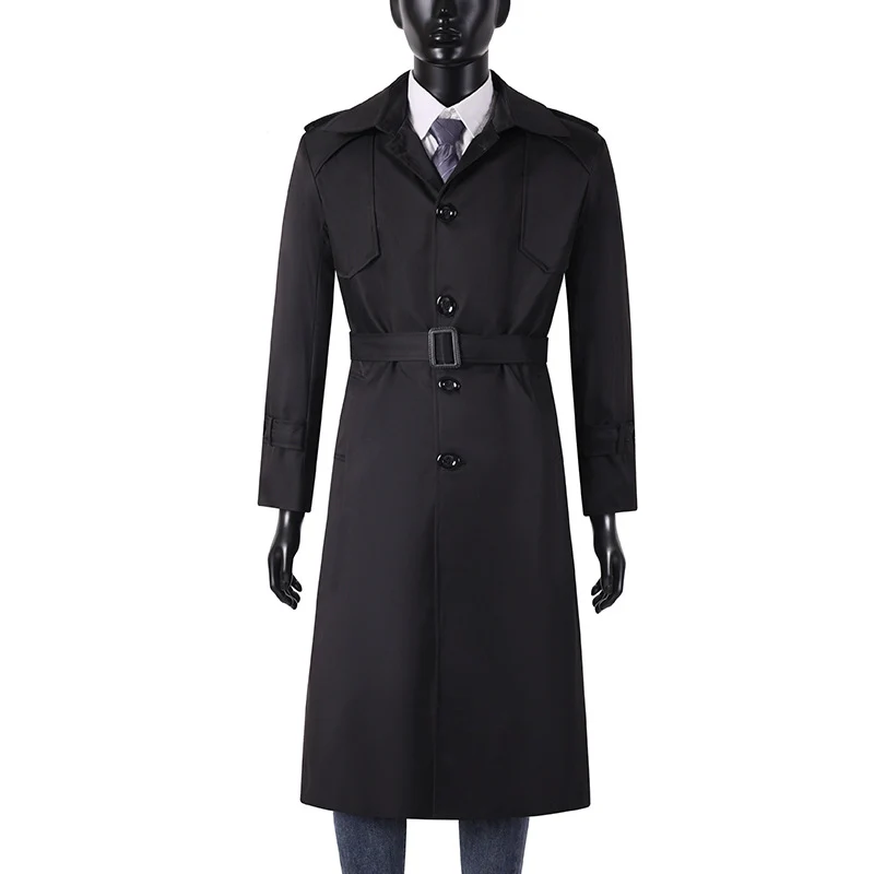 Herren Lang geschnittener Trenchcoat mit klassischem Revers und wasserabweisendem Finish Drune