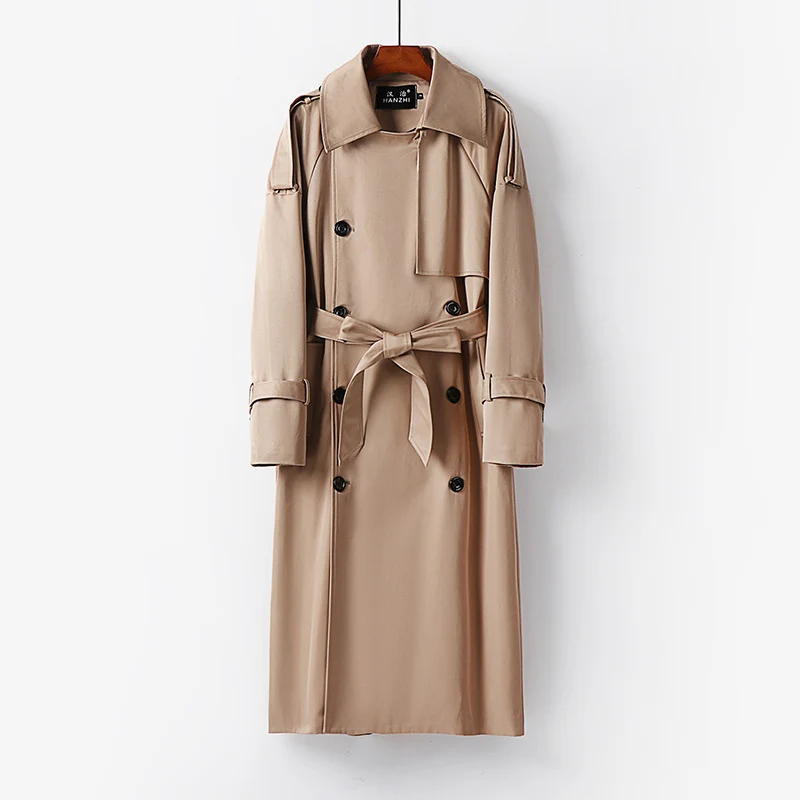 Herren Lang geschnittener Trenchcoat mit doppelter Knopfleiste und Sturmklappe Drune