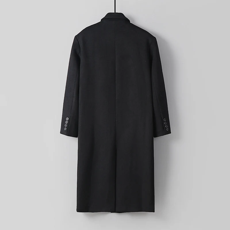 Herren Klassischer Doppelreiher-Longcoat aus Wollmischung mit Schalkragen und feiner Innenfutterverarbeitung Drune
