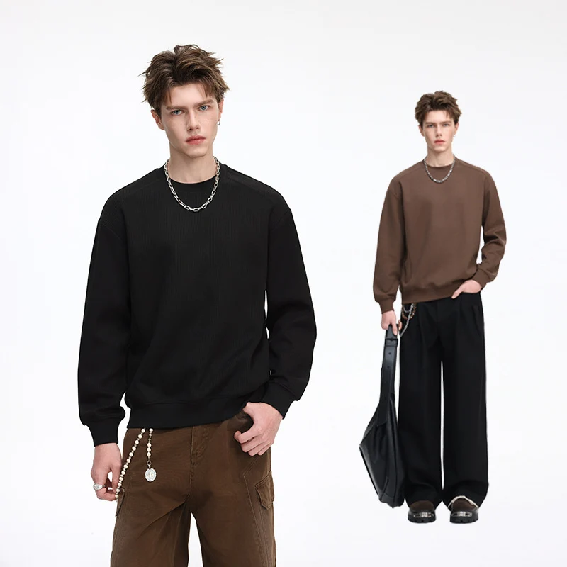 Herren Gerippter Struktur-Sweatshirtpullover mit Drop-Shoulder und relaxed Fit Drune